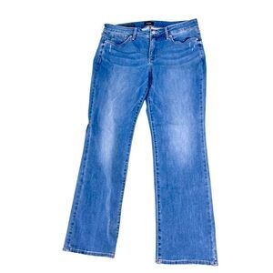 NYDJ Marilyn straight Blue whiskered distressed denim jeans size 14 petite